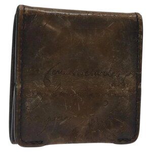 Berluti Calligraphy Coin Purse Leather Brown Auth bs25955